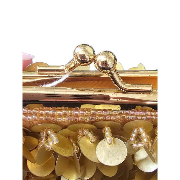 Gold Beaded Coin Handbag - Picture 5 of 6